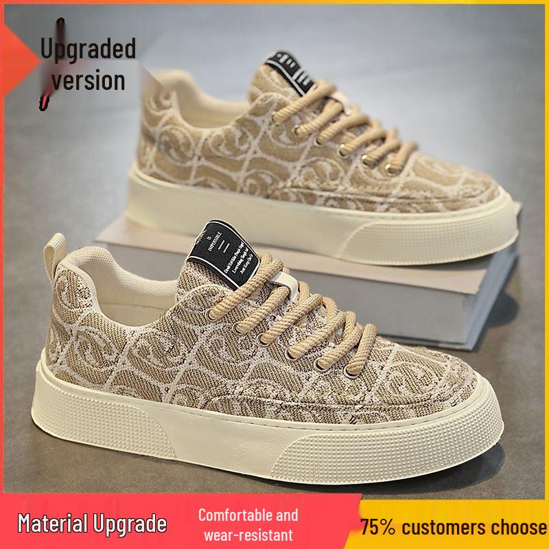 Herren 2024 Sommer Canvas Schuhe: Atmungsaktives Gewebe, Dicke Sohle Trendige Gewebte Freizeit-Sneaker