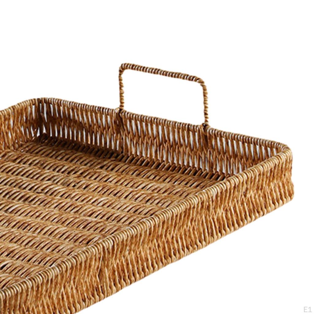 Farmhouse Hand Woven Serving Tray Entryway Keys Storage Trays Decorative Rustic Fruit Bowl Holder