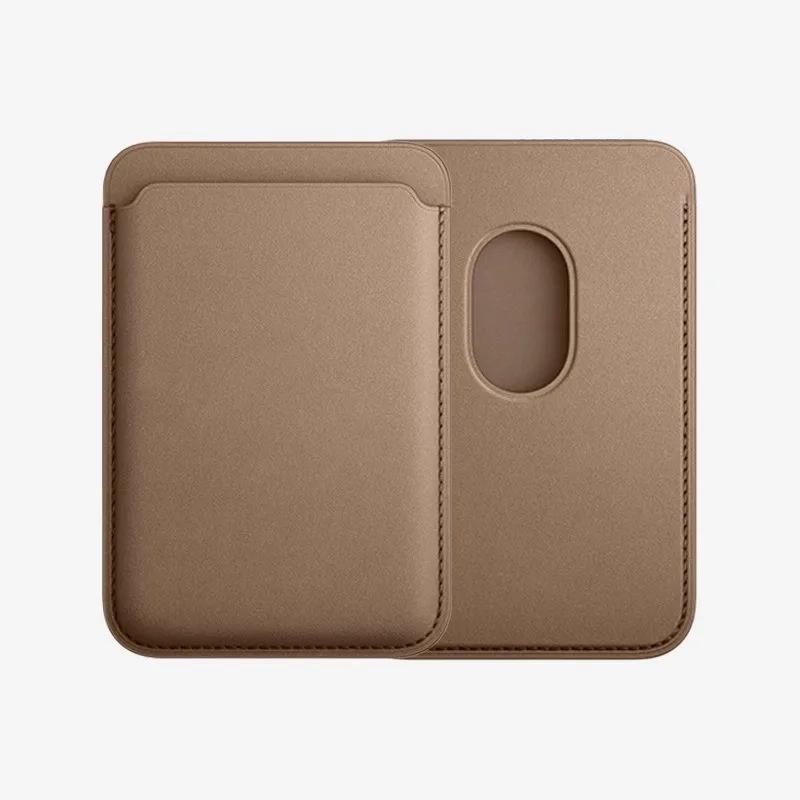 Peně tkaná magnetická kožená peněženka držák na karty Macsafe stojánek na telefon pro Magsafe IPhone 15 14 13 Mac Safe podpora držák na telefon