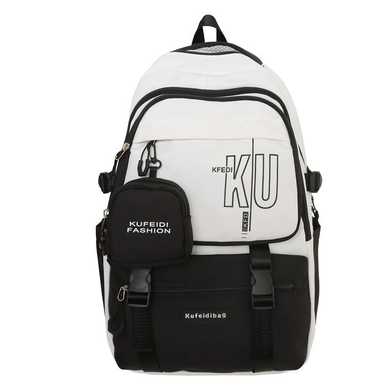 Schoolbag Backpack Women's Large Capacity Trend Brand Korean Version Junior High School Student Backpack Large Capacity Travel Backpack Men's