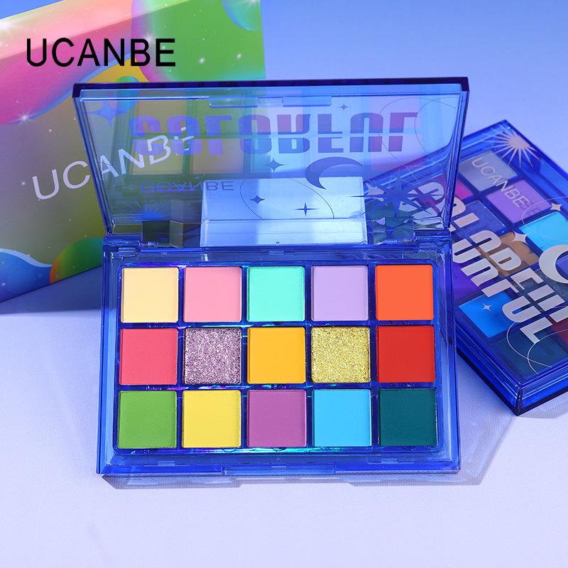 UCANBE Sweet Dreamland 15-Color Shimmer Matte High-Pigment Eyeshadow Palette for Colorful Stage and Cosplay Makeup 12g