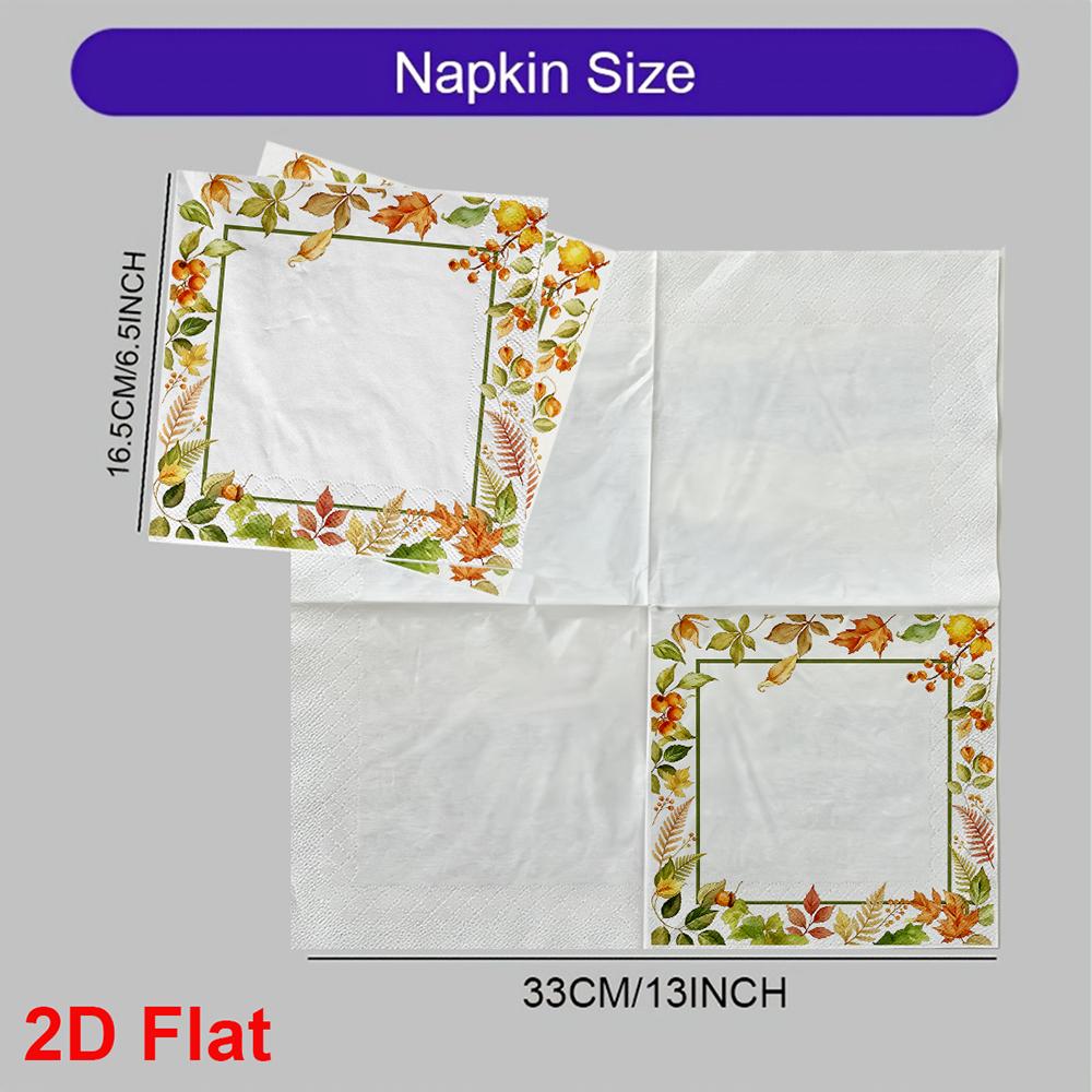 20pcs Disposable Napkins with Pumpkin, Maple Leaves Pattern Print for Wedding,Parties,and Daily Use for Thanksgiving Fall Christmas Table Decoration