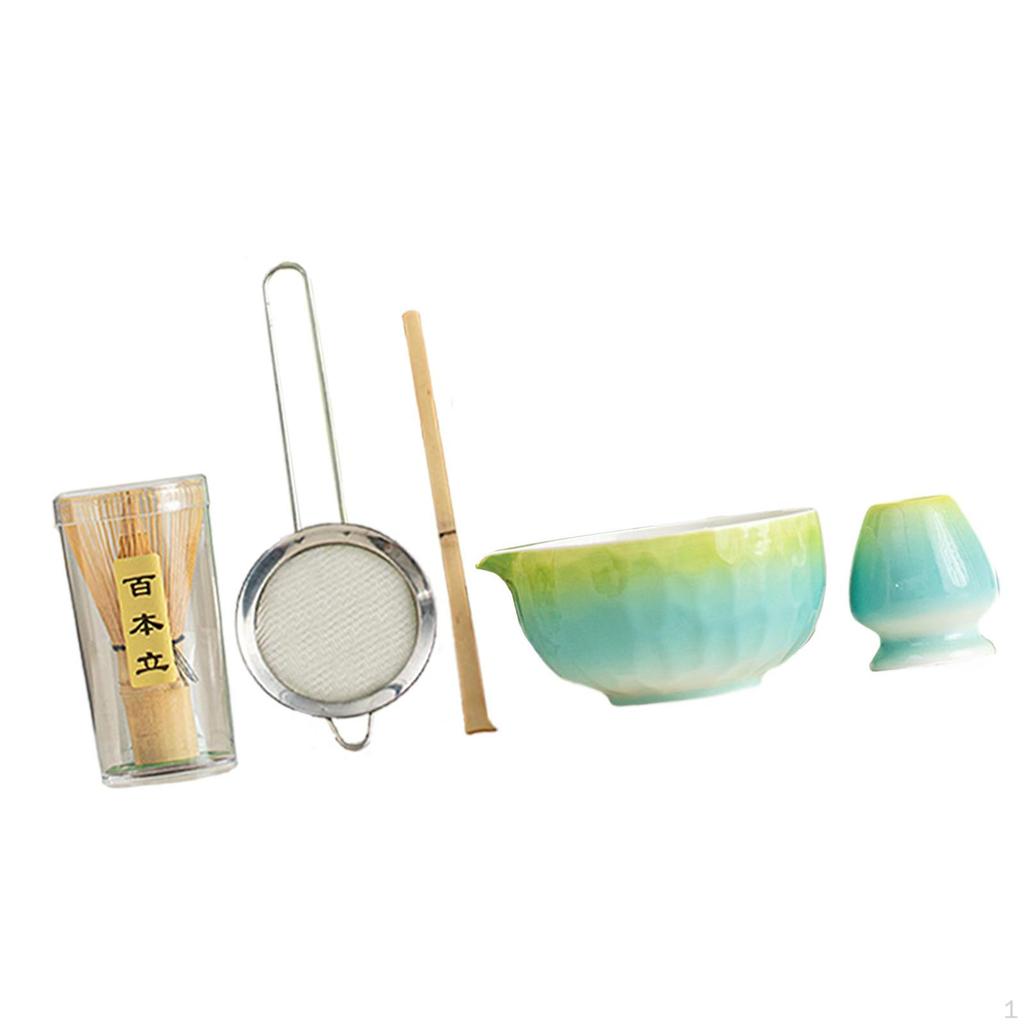 5-teiliges Matcha-Set, Porzellan, handgefertigt, chinesische traditionelle Utensilien für Teeliebhaber Schale