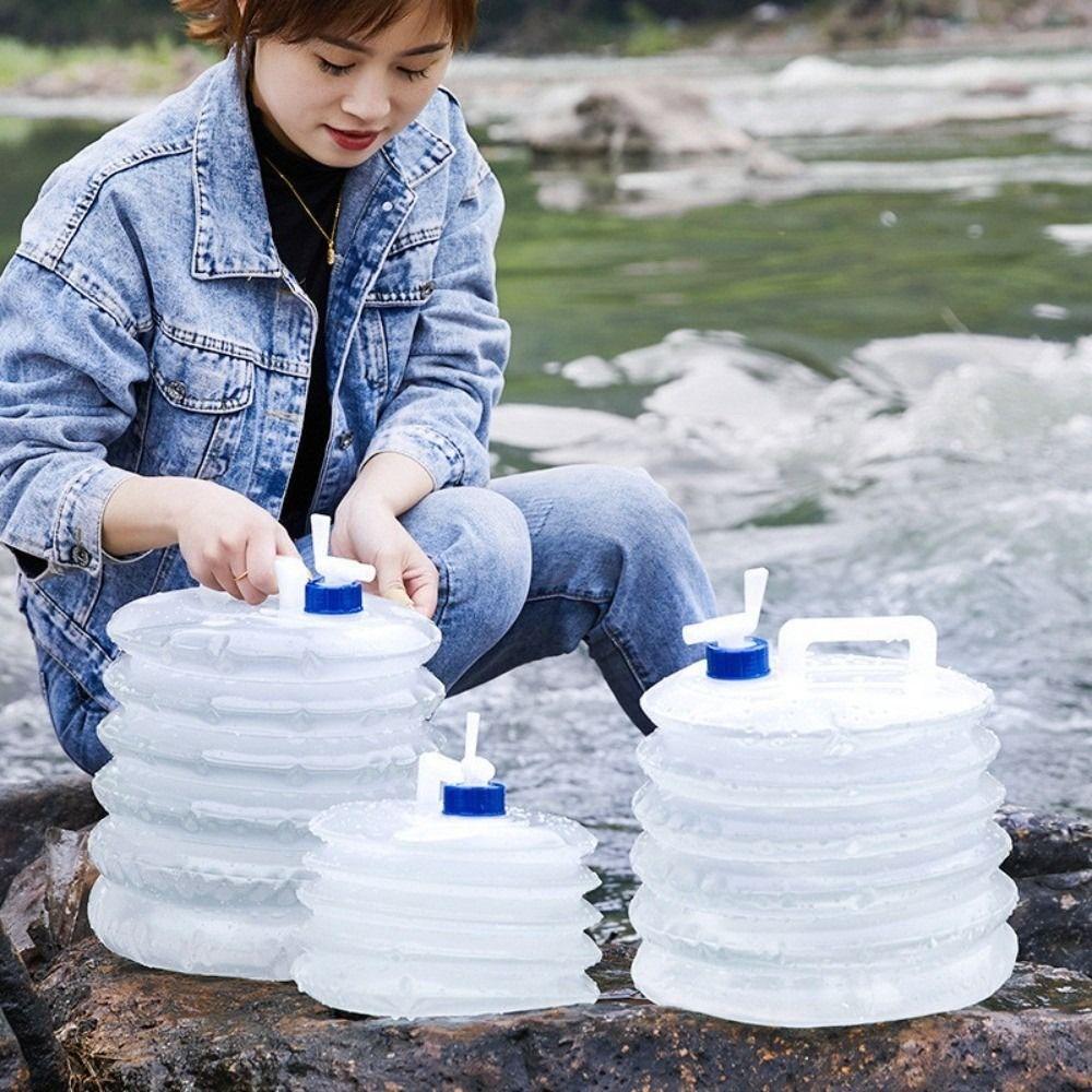 

with Faucet Car Kettle Portable Car Drinking Container New Outdoor Foldable Bucket 5L