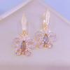 Cercei cu picătură fluture cu zircon mov la modă coreeană pentru femei, cercei de culoare aurie, bijuterii, accesorii de petrecere