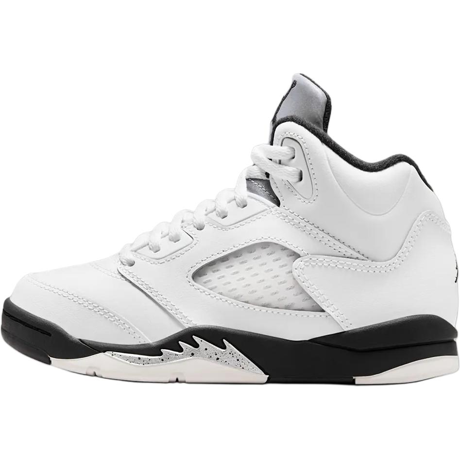 

Air Jordan 5 Retro PS Белые Черные Детские Кроссовки Парусник Металлик-Серебристый 440889-110 33.5