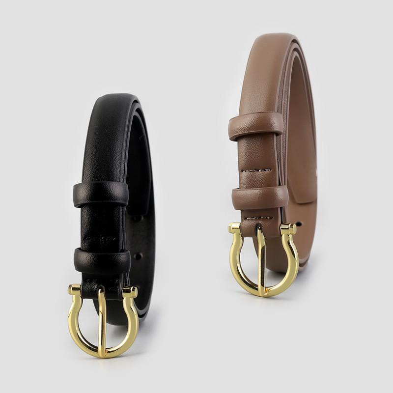 Classic Leather Woman Belt For Denim Pants With Alloy Buckle For Casual Wear