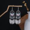 Bohemian Oval Tassel Beaded Earrings for Women - Ethnic Style