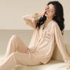 Pajamas women's spring and autumn 1011 new pure cotton long-sleeved white simple temperament fashionable can be worn outside casual loungewear
