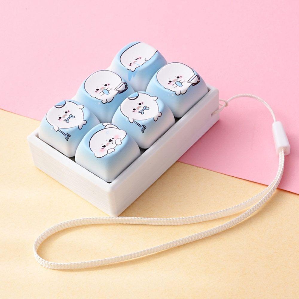 Push Button Button Squeeze Keychain Cute Animal Shape Button Keycap Keychain Kids Adults