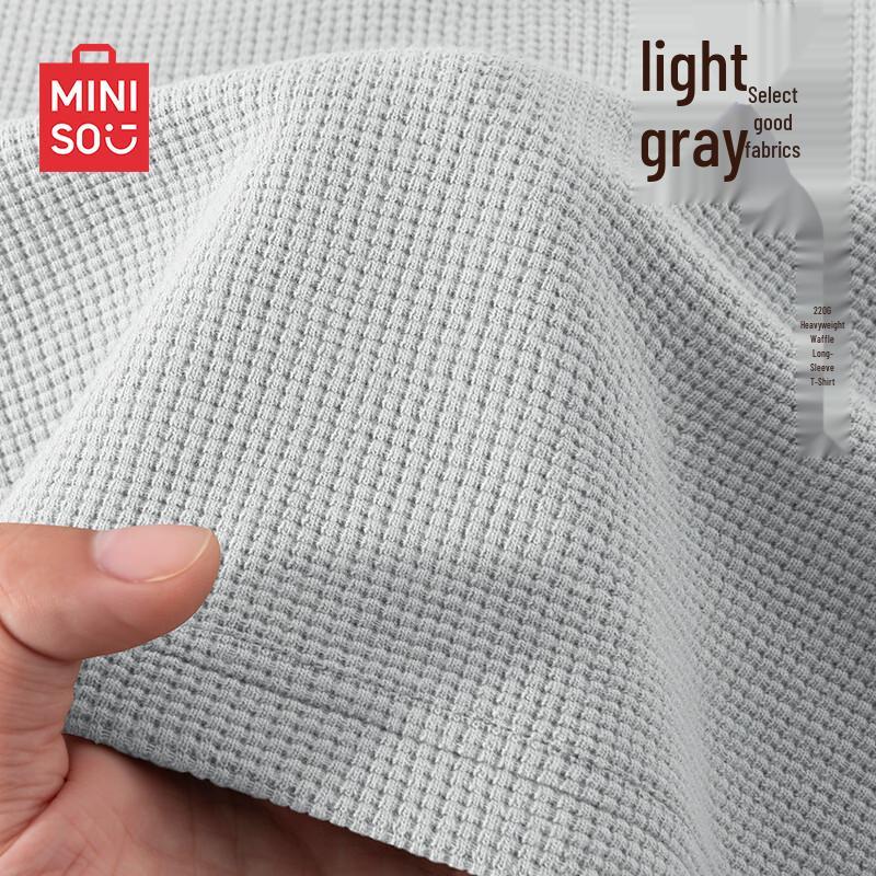 

MINISO Men s Casual Waffle Long Sleeve T-shirt XL