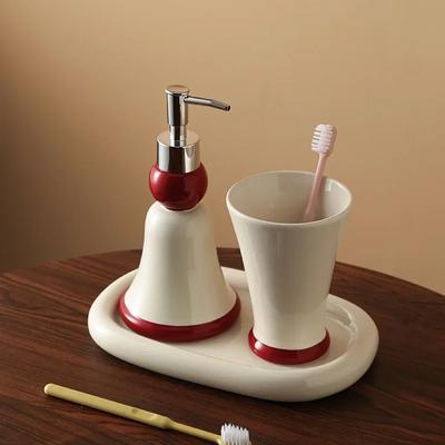 Modern Simple Toilet Ceramic Lotion Bottle Split Bottle Mouthwash Cup Home Bathroom Wash Set