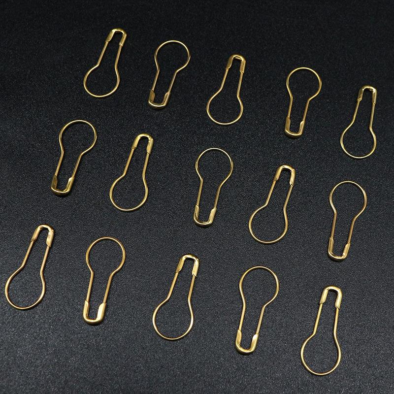 30pcs Small Safety Pins 22mm Gourd Shaped Gold Color Iron Pins DIY Knitting Crocheting Tools