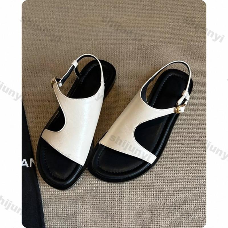 Damensandalen 2026 Sommer Neu Outdoor Mode Vintage Weiche Sohle Römische Schuhe Leicht Nicht Rutschend Quadratischer Knopf Freizeit Ballerinas