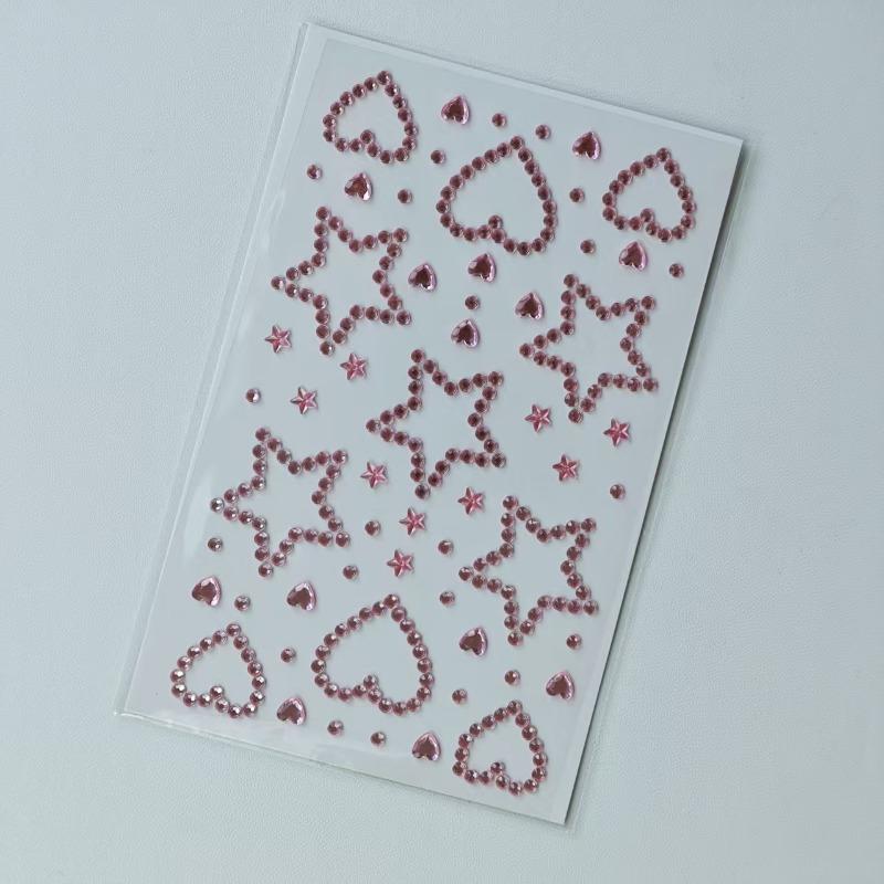 Beautiful Shiny Crystal Rhinestones Pearl Star 3D Stickers Scrapbook Phone Case DIY Decorations Dance Show Makeup Face Stickers