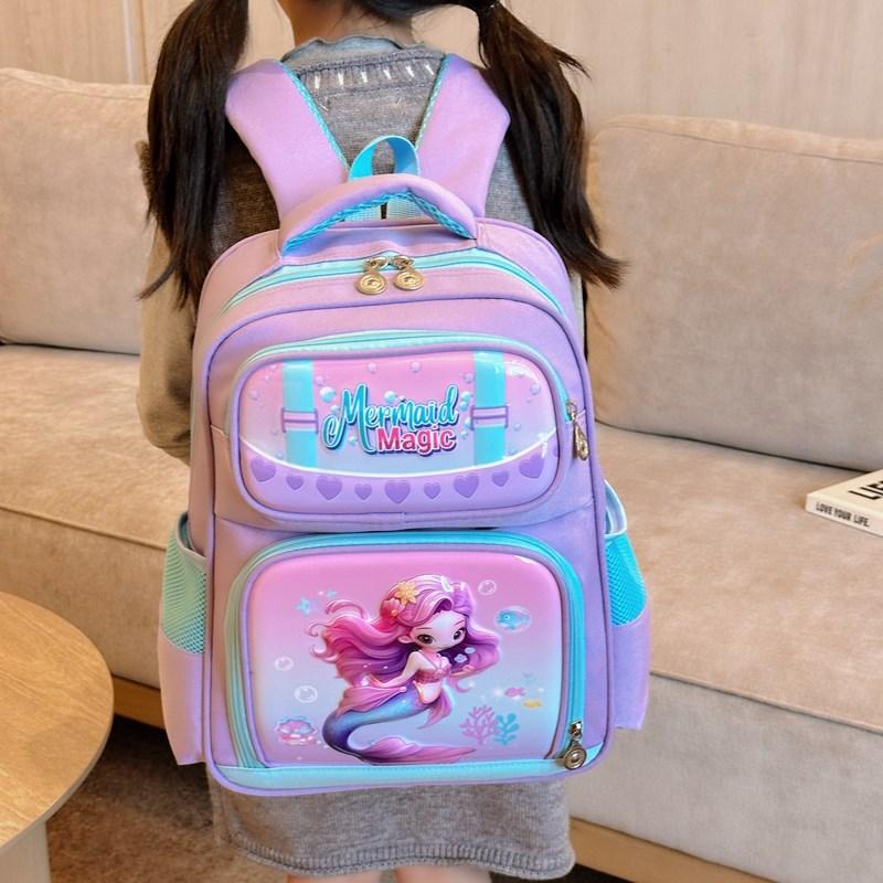 School BagsNew primary school first, second and third grades cute cartoon backpack mermaid dinosaur hard shell bag