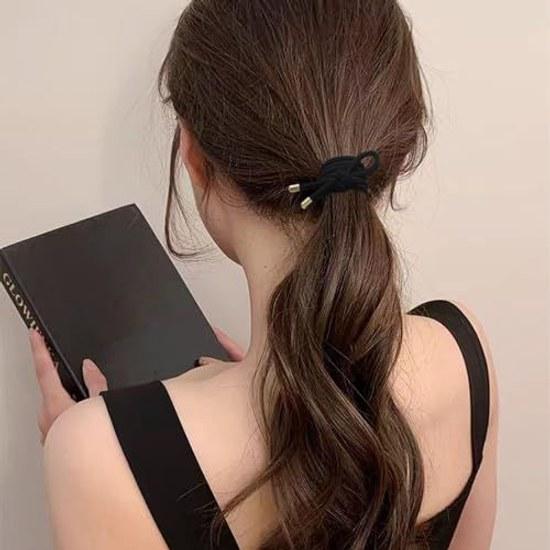 Hair Tie Black Rubber Non-marking 5-piece Set Holder Korean Style Simple Plain Non-breaking Highly Elastic Stylish Accessories Adult Men Women Fashion