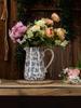 Vase Ceramic Household with Handle Pot Decoration Living Room Flower Arrangement Ice Crack Pastoral Inn B & B Retro Nostalgic1Pc