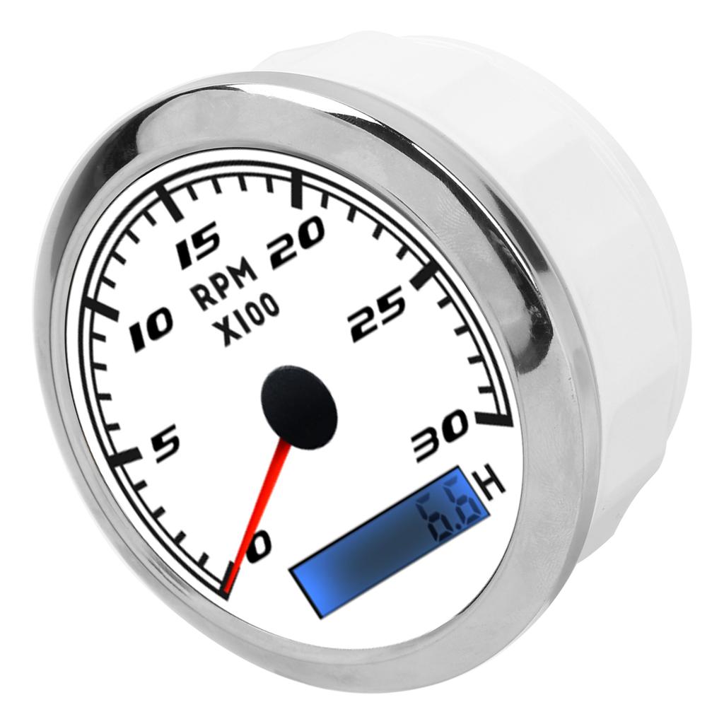 85mm Pointer Tachometer RPM Tacho Gauge IP67 Stainless Steel Universal for Car Boat MarineWhite