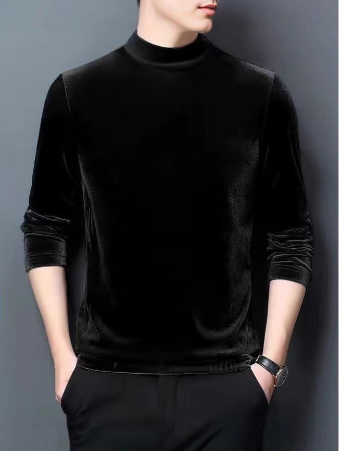 Men's Trendy Gold Velvet Hoodie: Stylish Autumn/Winter Base Layer Wearable Inside or Out