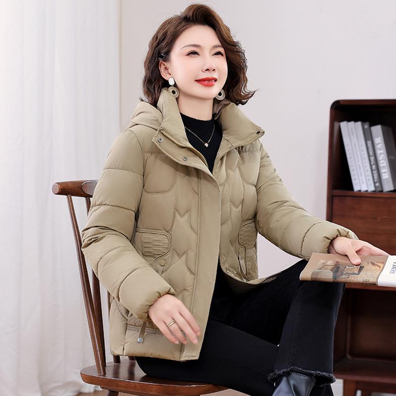 Women's New Down Cotton Coat, Middle-aged and Elderly Mother's Coat, Short Autumn and Winter Thickened Cotton Jacket