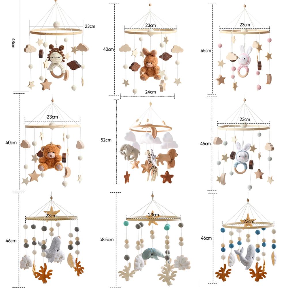 Mobile per culla con campanelli musicali, sonagli, giocattoli in feltro morbido, animali dei cartoni animati, per neonati, Mobili per asilo, Animali del bosco, Giocattoli per culla