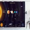 Planet Solar System Shower Curtain with Hooks Pack Universe Galaxy Space Educational Planetary Orbit Decor Fabric Bathroom Set
