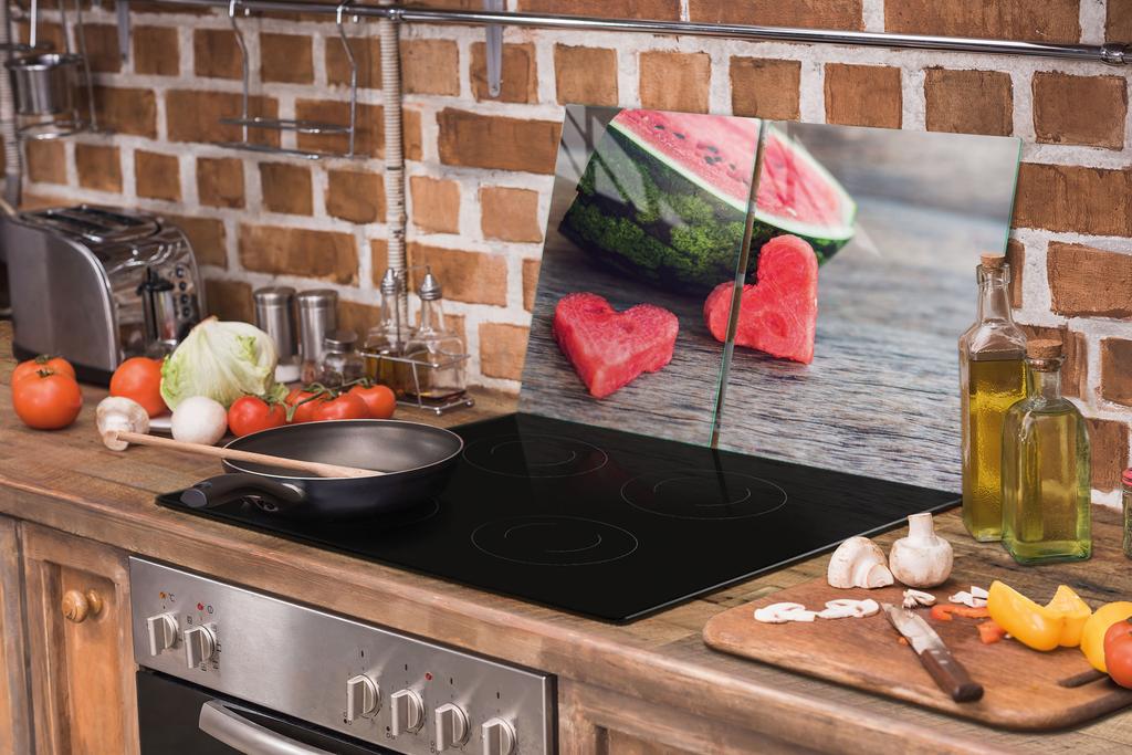 GLAS Schutzplatte Tischplatte 75x52 WASSERMELONE