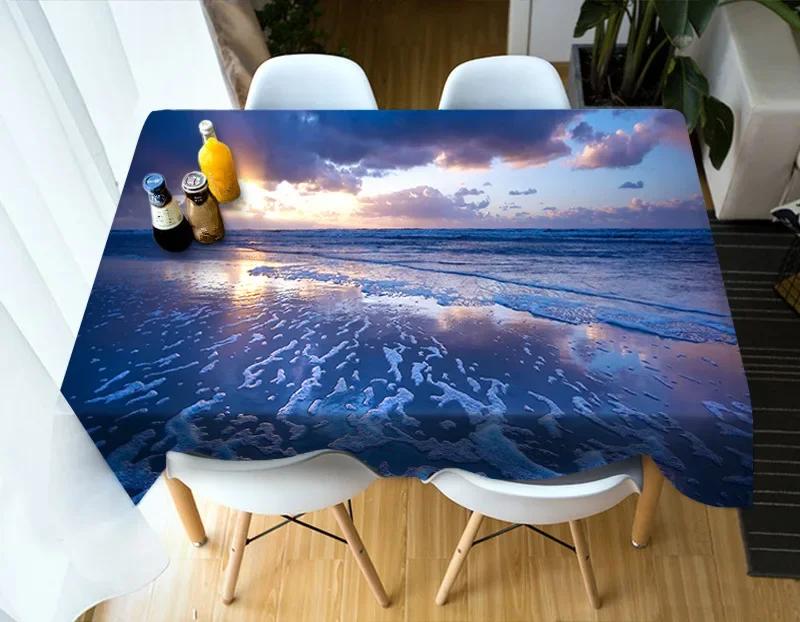 Nature Mountain Stream Landscape Pattern Tablecloth Home Kitchen Dining Table Tablecloth Wedding Decoration Antifouling Washable