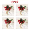 Christmas Napkin Rings Red Flower Towel Buckle Napkin Buckle Natural Jute Napkin Holder Wedding Party Christmas Table Decor