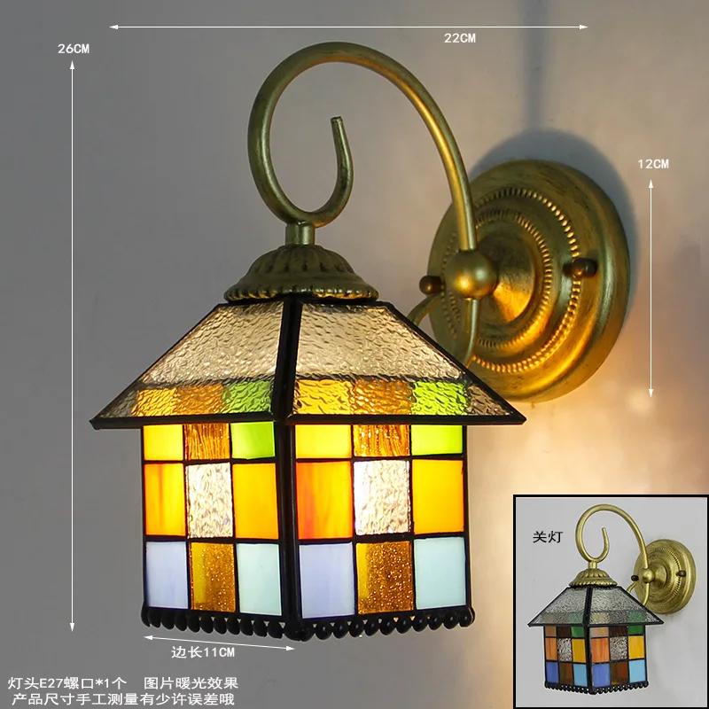 European-style Retro Aisle Corridor Balcony Bedside Glass Wall Lamp Tiffany Stained Glass Pastoral Mirror Front Lighting
