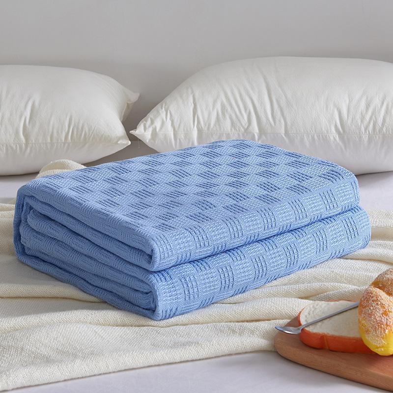 100% Cotton Wa Ffle Weave Blanket for Summer Air Conditioning Lightweight Towel Blanket