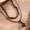 European and American jewelry, men's wood bead turquoise necklace set Necklace simple and versatile niche sweater chain