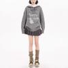 Grauer Kapuzenpullover Strickpullover Damen tragen im Herbst und Winter fauler kleiner Winter dicker Pullover Jacke