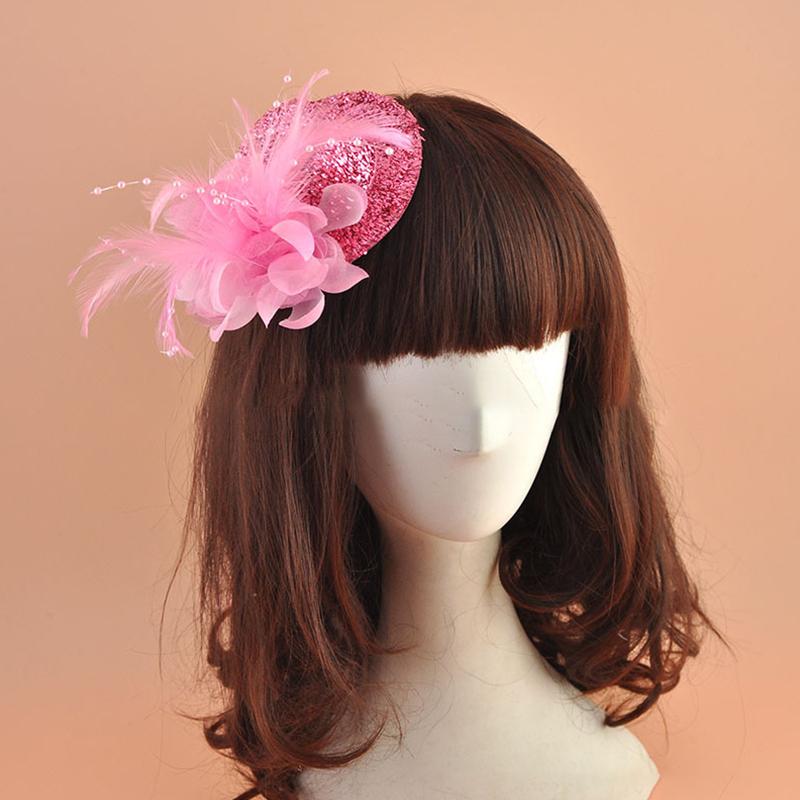1 Stück Haarspangen Feder Damen Haaraccessoires Blumenmädchen Fascinator Hut Kopfschmuck Perlenbesatz