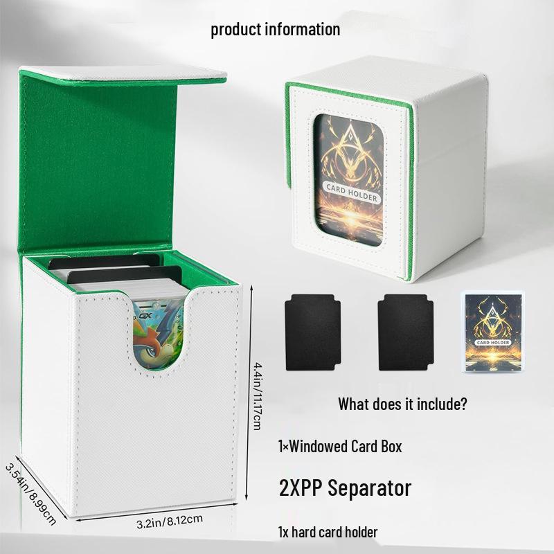 Patent Design PU Leather Game Card Box with Window, 100+ Capacity for Magic: The Gathering