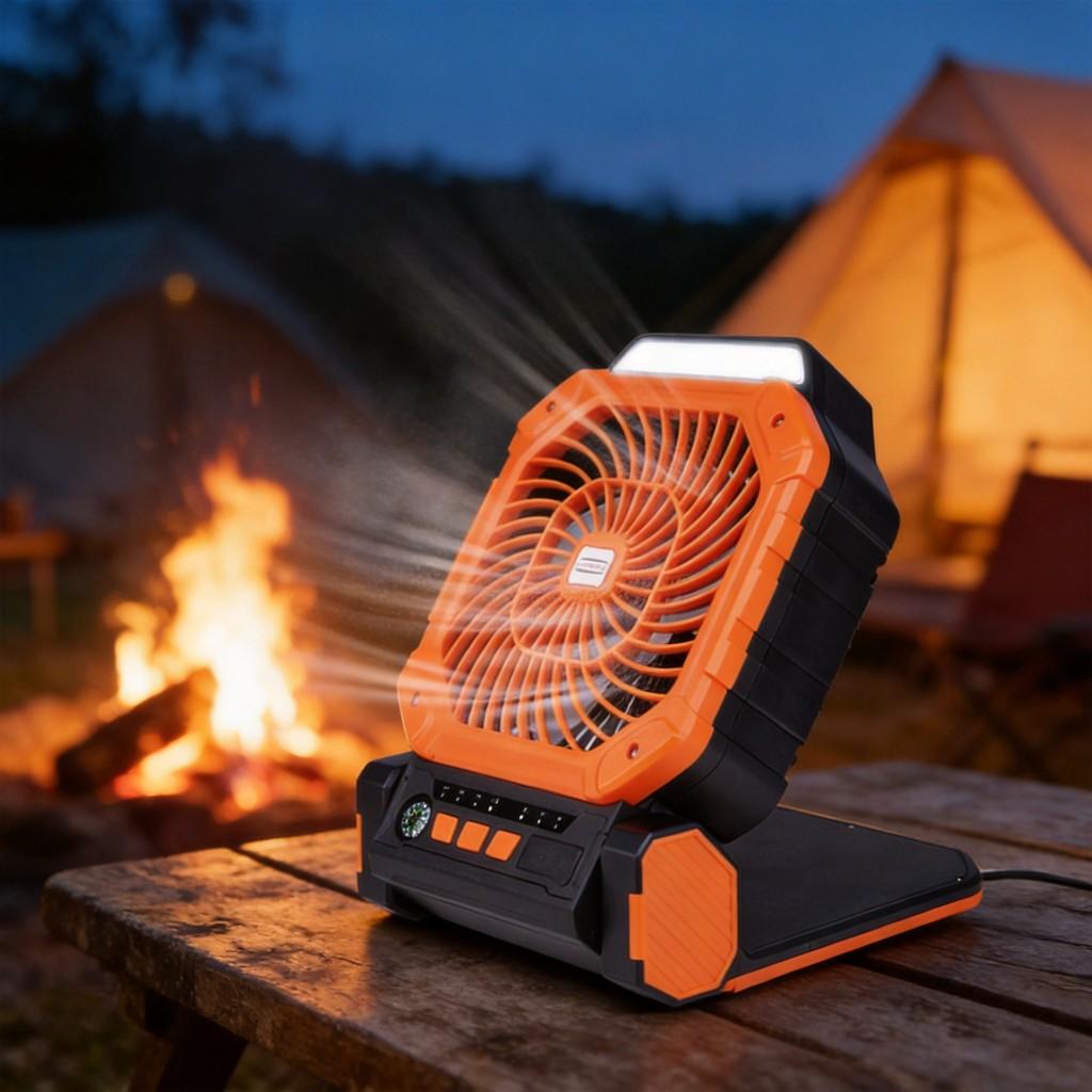 Camping Usb Fan With Lighting And Rechargeable Battery For Outdoor Adventures
