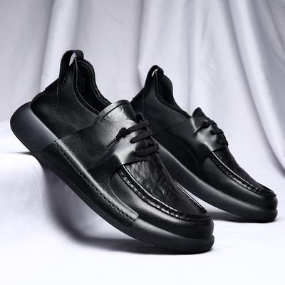 Modne Męskie Sneakersy Casualowe Męskie Skórzane Buty Oddychające Outdoor Skóra Naturalna Męskie Czarne Obuwie do Pracy Męskie Buty Wizytowe