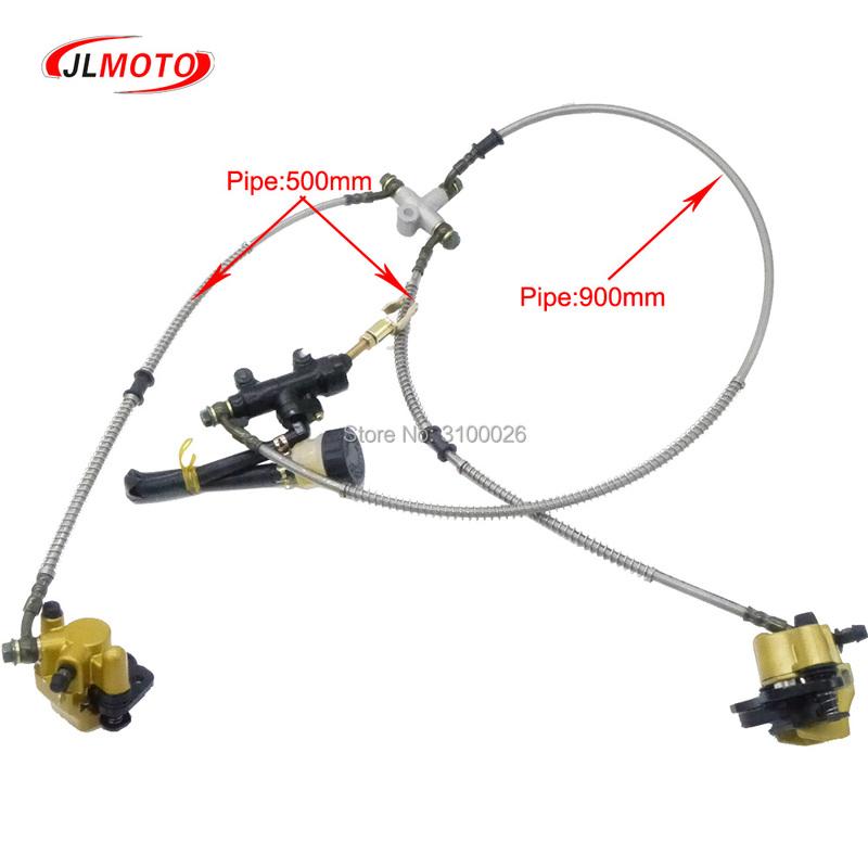 1Set 2 in 1 Foot Lever Hydraulic Disc Brake 108mm/110mm Disc Fit For ATV 50cc 110cc 49cc Bike Go Kart Buggy UTV Scooter Parts