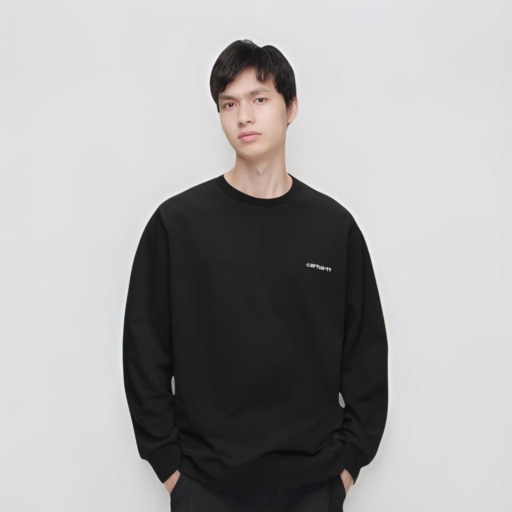Carhartt WIP FW22 Letter Print Pullover Long Sleeve Sweatshirt Men sweatshirt Black I031242-0D2-XX