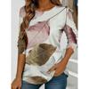 Women's Colorful Floral and Butterfly Print Long-sleeved Loose-fitting Round Neck Top, Casual Everyday Style
