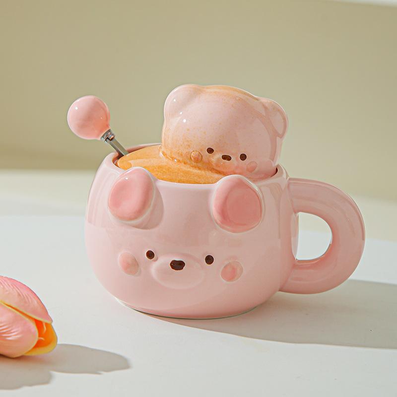 Geburtstagsgeschenk Mädchen süßer Bär Kaffee Wasserbecher ins Stil hoher Wert Keramiktasse Begleitgeschenk