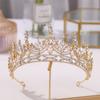 Golden Bride Crown Princess Headwear Birthday Rhinestone Headband Wedding Hair Jewelry Pearl Bridal Tiaras Vintage Headpiece