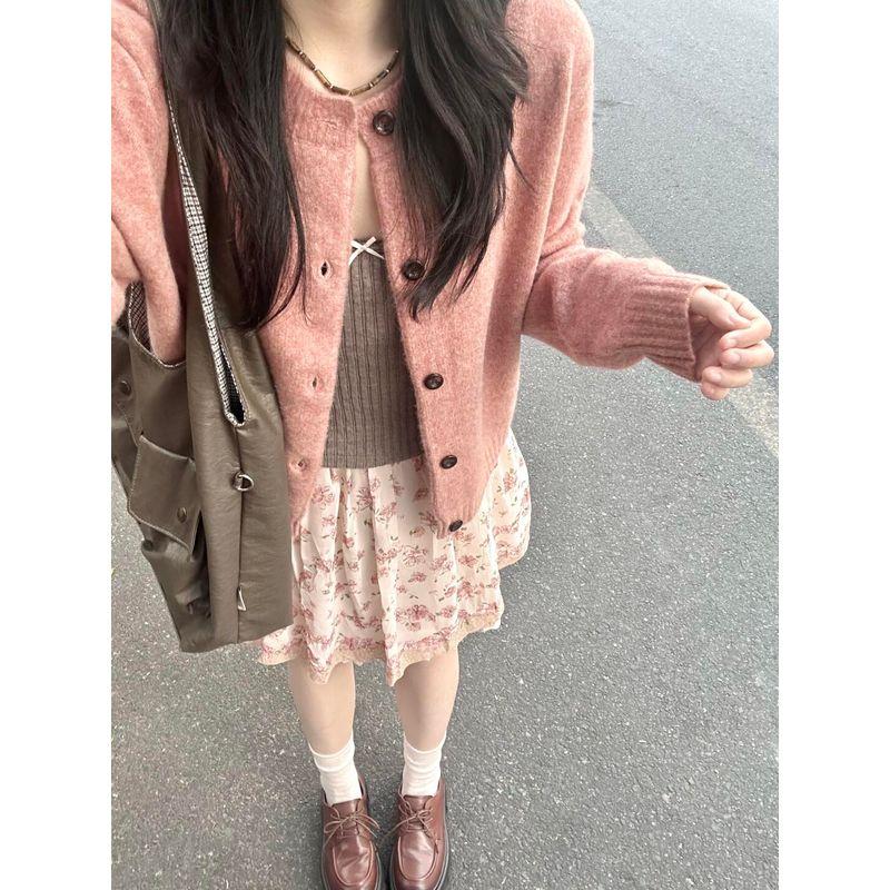 

Ранняя весна шик корейская серия одежда топ розовый свитер верхняя одежда весна и осень мягкий клейкий нежный ленивый весенний трикотажный кардиган Pink S Suggested 37.50 kg-47.50 kg