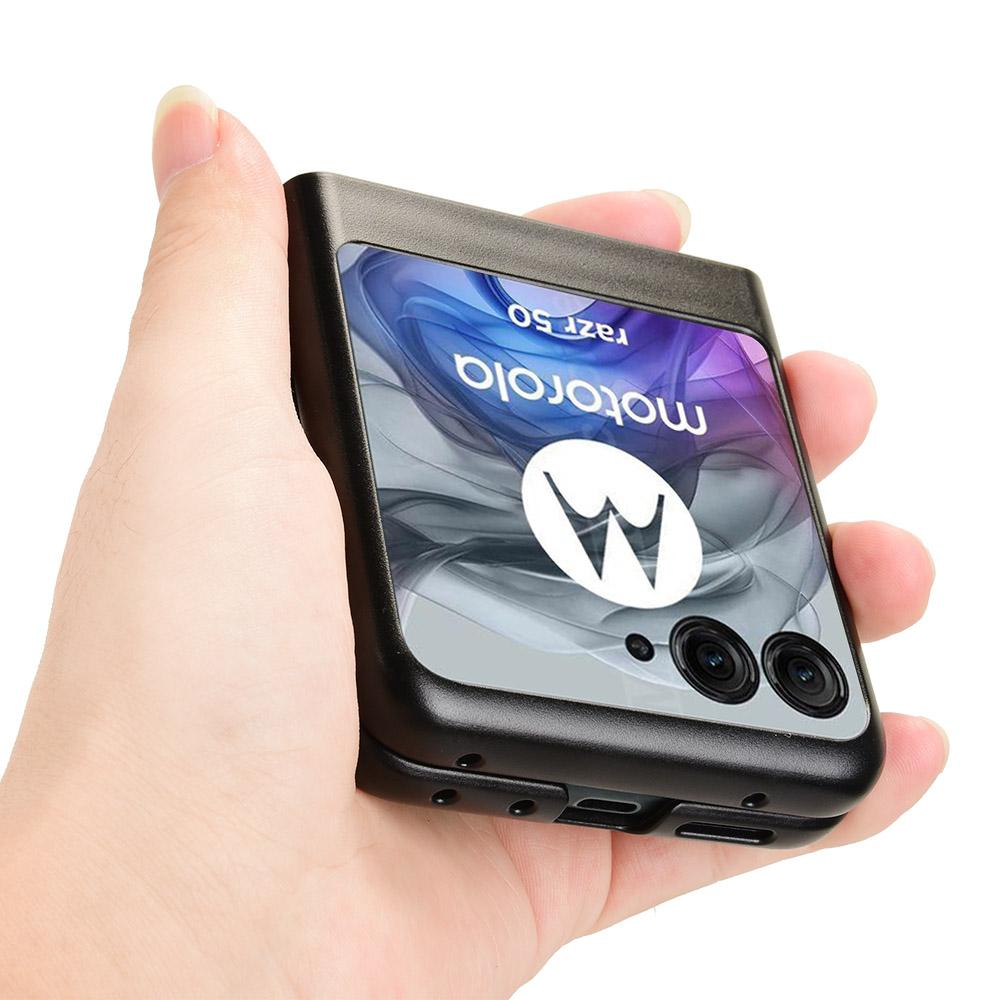 For Motorola Razr 50 5G Case Litchi Texture Leather+PC Phone Cover with Dual Card Slots