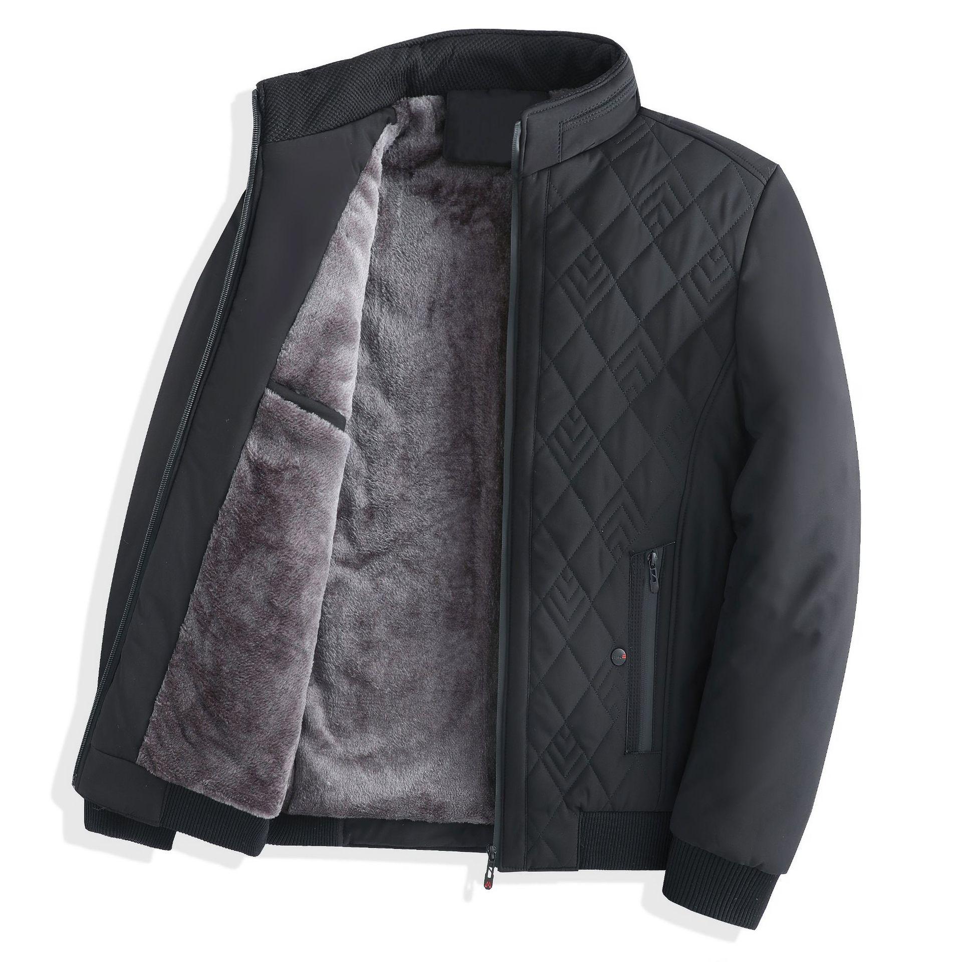 

2025 Autumn/Winter Plus Velvet Thick Warm Cotton Lapel Jacket for Middle-aged & Elderly Men M - 70-100 lbs