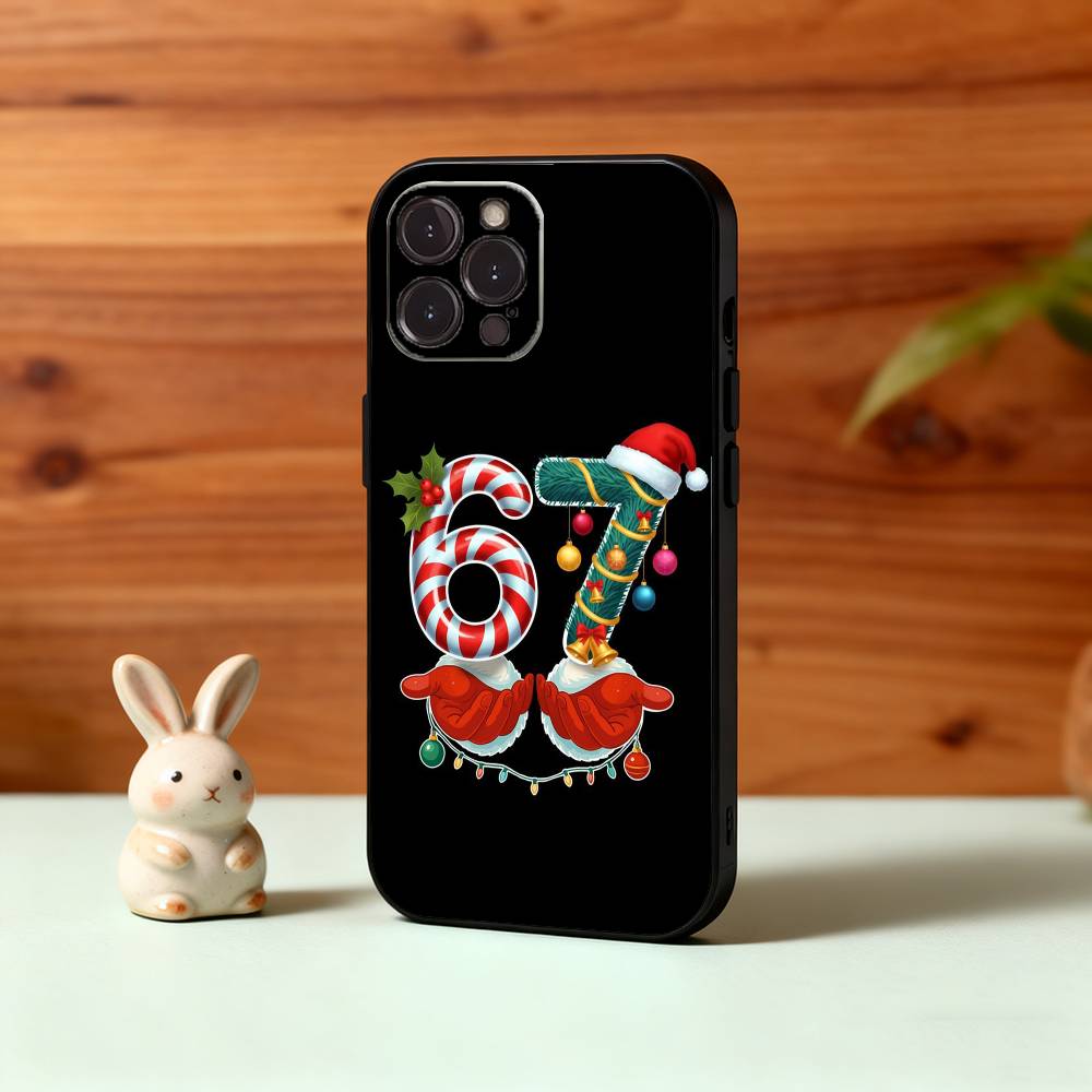 67 Six Seven Phone Case For iPhone17,16,15,14,13,12Plus,Pro Max,XS,5G Soft Silicone Black Cover