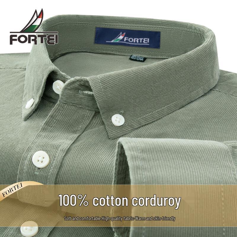 

Futing Men s Corduroy Long Sleeve Business Shirt 3XL (56)