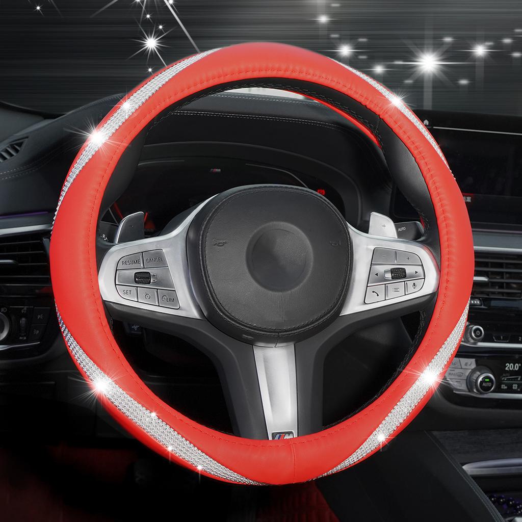 Funkelnde Strass- & PU-Leder-Lenkradabdeckung - Innenring-Design, Autozubehör zum Verkauf