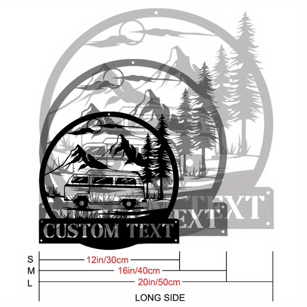 

Custom Metal Wall Art Camper Van Personalized Nameplate Home Decor Camping Lovers Outdoor Charm 30cm